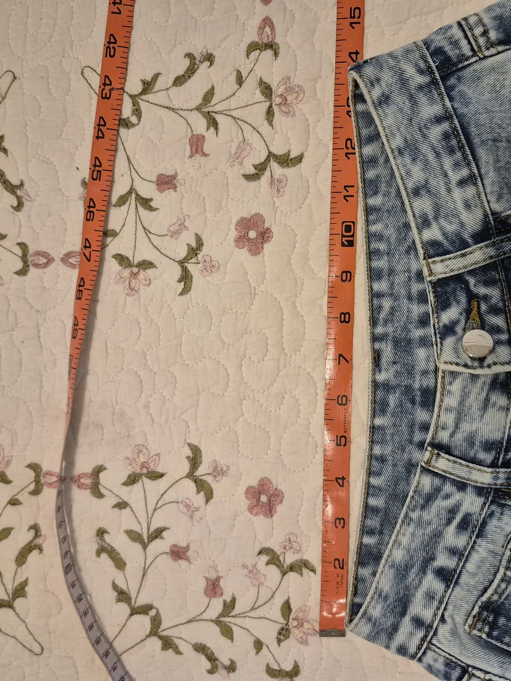 Light Blue Pearl And Rhinestone Studded Barrel Wide-Leg Jeans New Without Tags